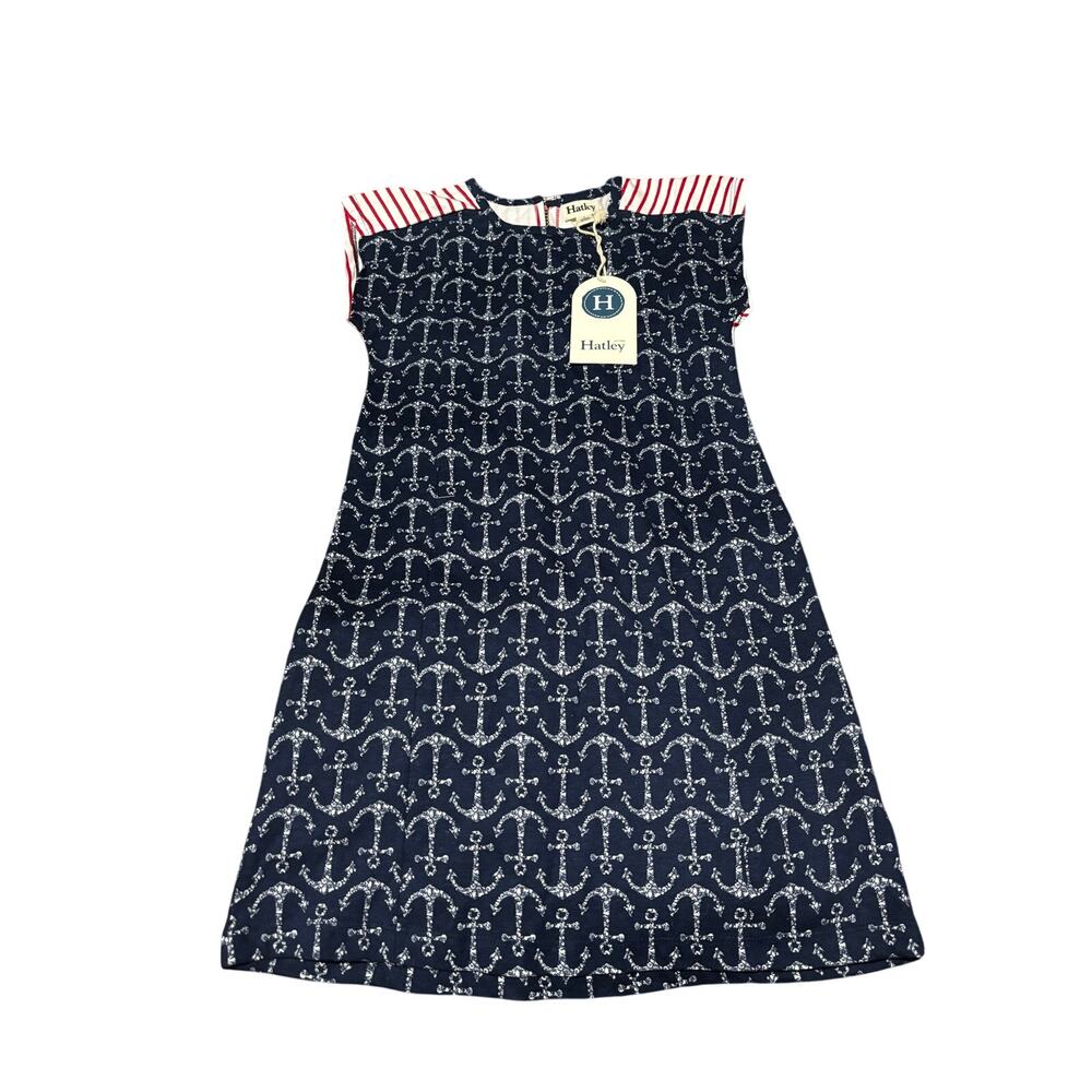 Hatley Nautical dress a line style cotton red white blue seashell anchors nwt
